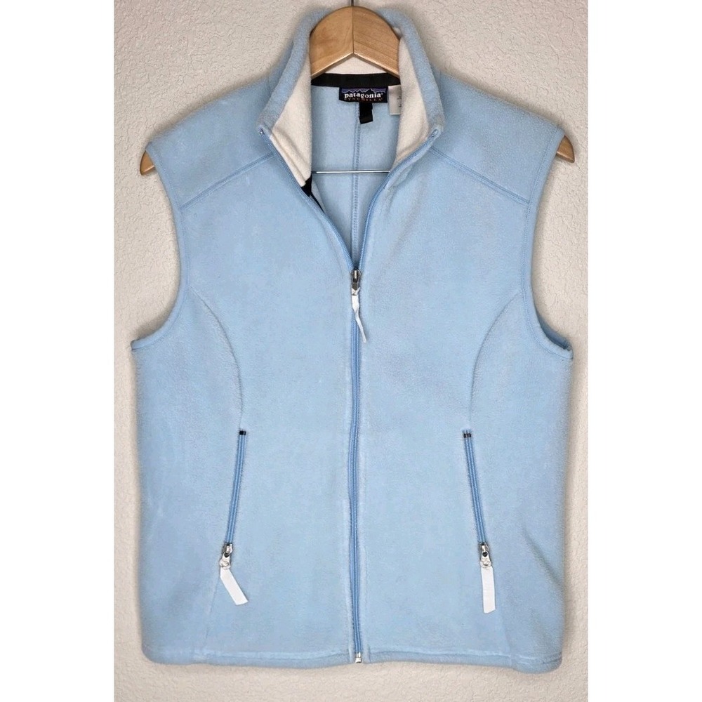 Patagonia Synchilla Vest Women L Blue Fleece Full Zip Zipped Pockets Outdoor